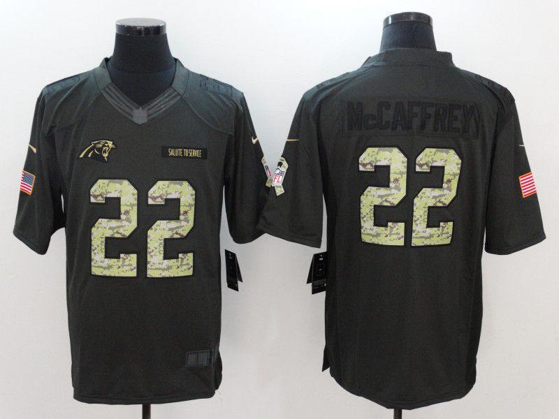 Men Carolina Panthers #22 Mccaffrey Green Salute to Service Limited Jersey